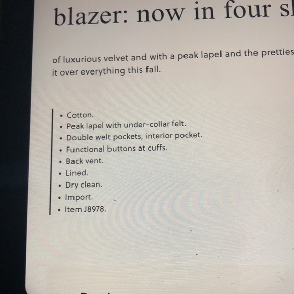 J.Crew navy velvet blazer NWT - Picture 8 of 9